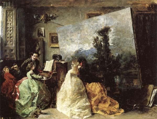 Marques, Francisco Domingo Interior of Munoz Degrain's Studio in Valencia oil painting image